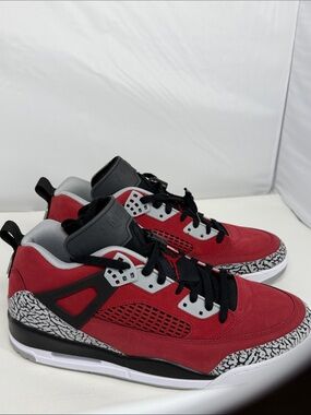 Jordan Retro Low-Top Sneakers in Red, Black and Gray with Elephant Print